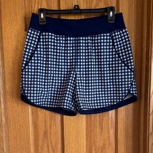 Draper James Navy Gingham Athletic Shorts